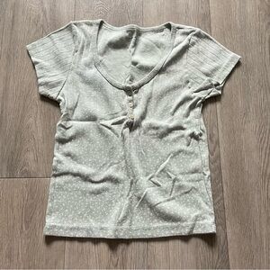 Brandy Melville green baby tee with white polka dots